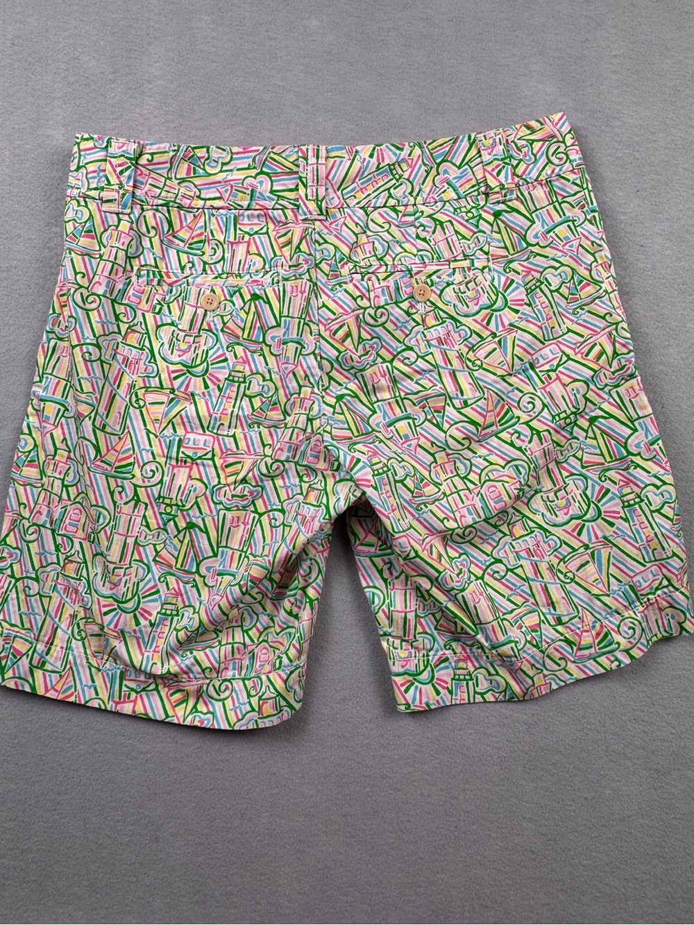 Vtg Lilly Pulitzer Guiding Light Bermuda Shorts Pink Green Golf Women Size 6 - Picture 2 of 11